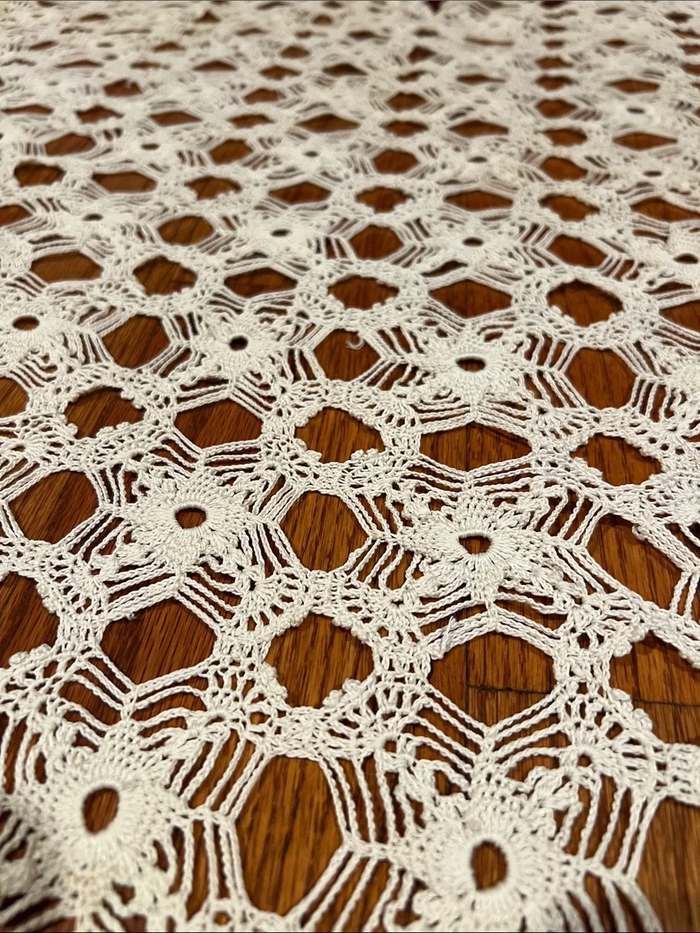 Handmade Crochet Bed Throw Blanket/tablecloth in Cream